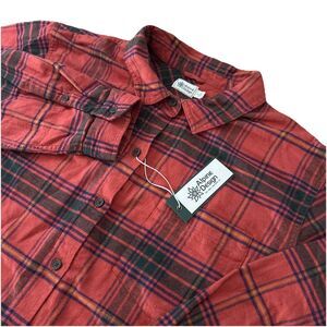 Alpine‎ Design Women’s XL Midweight Flannel Red Bison Plaid AD Hike Long Sleeve